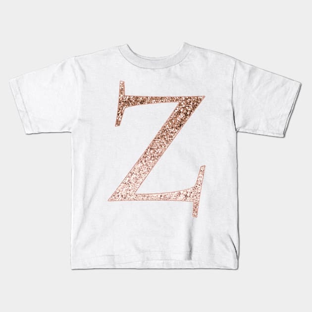 Z rose gold glitter monogram letter Kids T-Shirt by RoseAesthetic